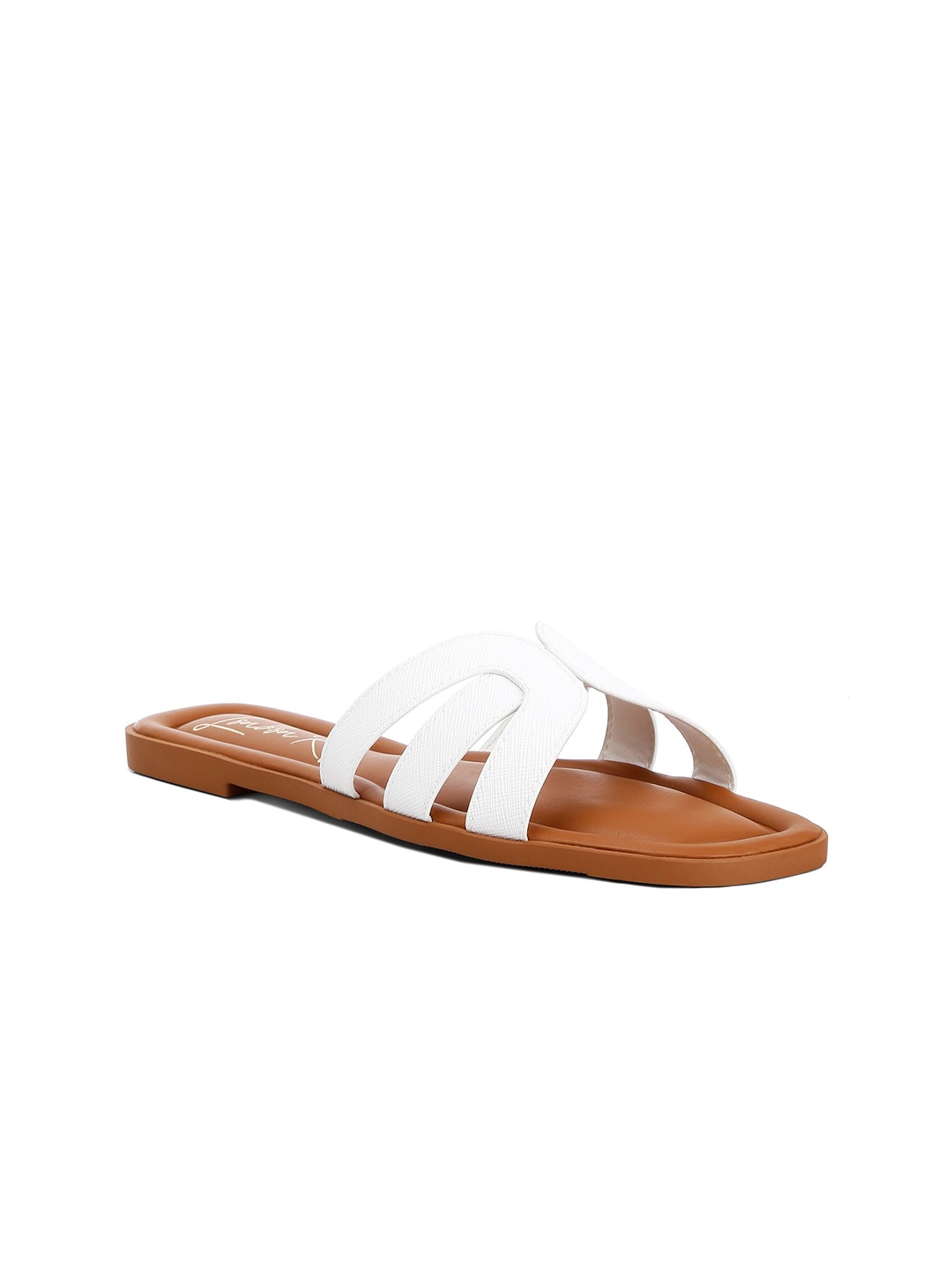 

London Rag No Back Strap Open Toe Flats, White