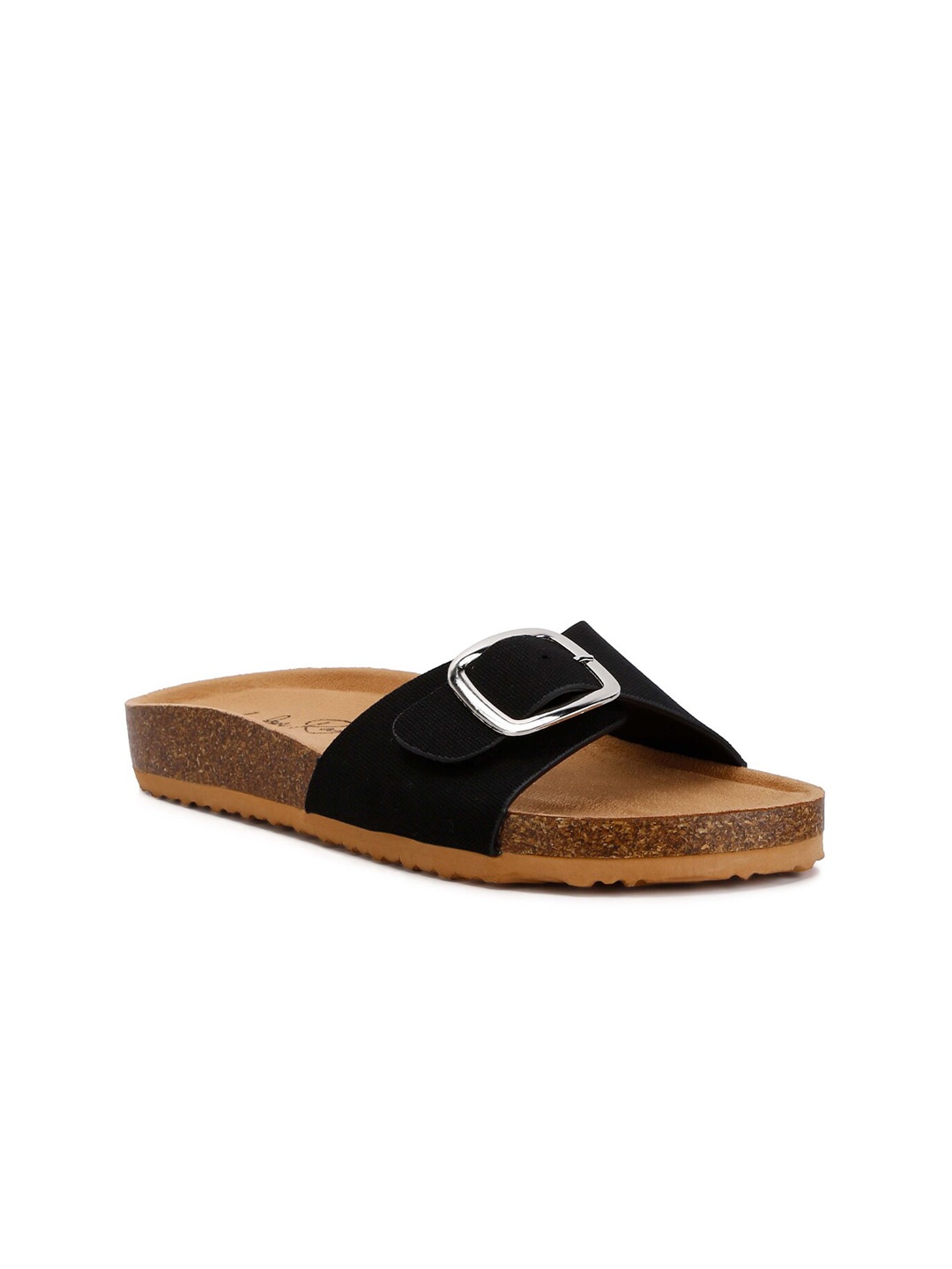 

London Rag Women Open Toe Flats with Buckles, Black