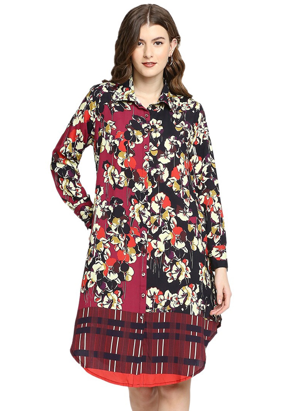 

Cloth Haus India Women Classic Floral Opaque Printed Casual Shirt, Maroon