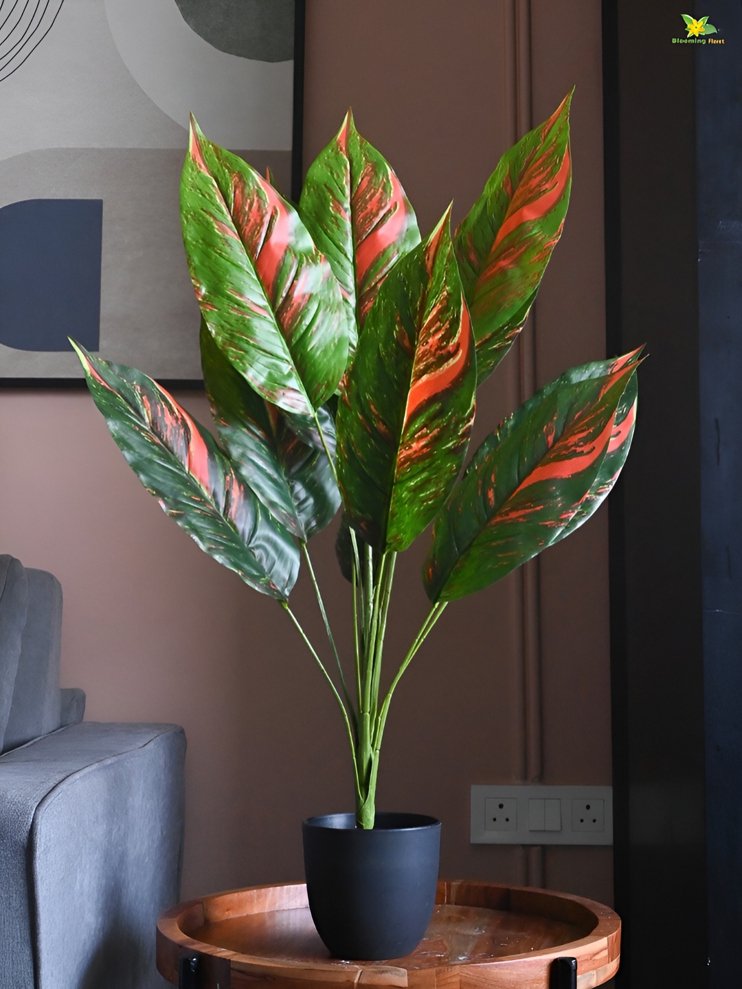 

Blooming Floret Green & Orange Diffenbachia Artificial Plant With Pot