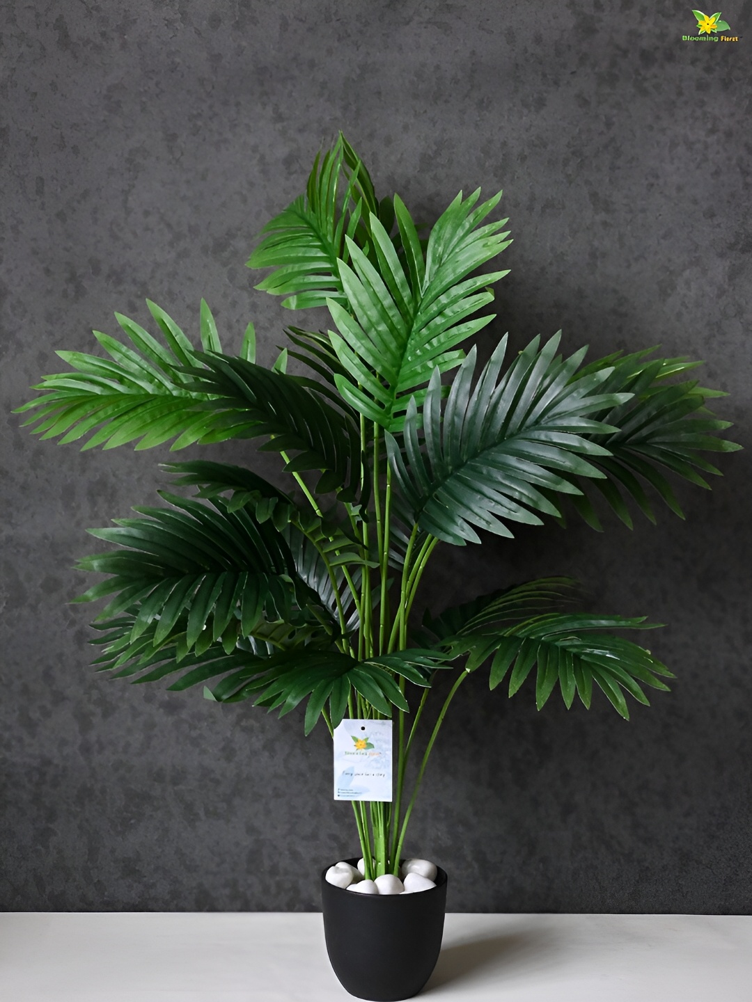 

Blooming Floret Green Palm Artificial Plant With Pot