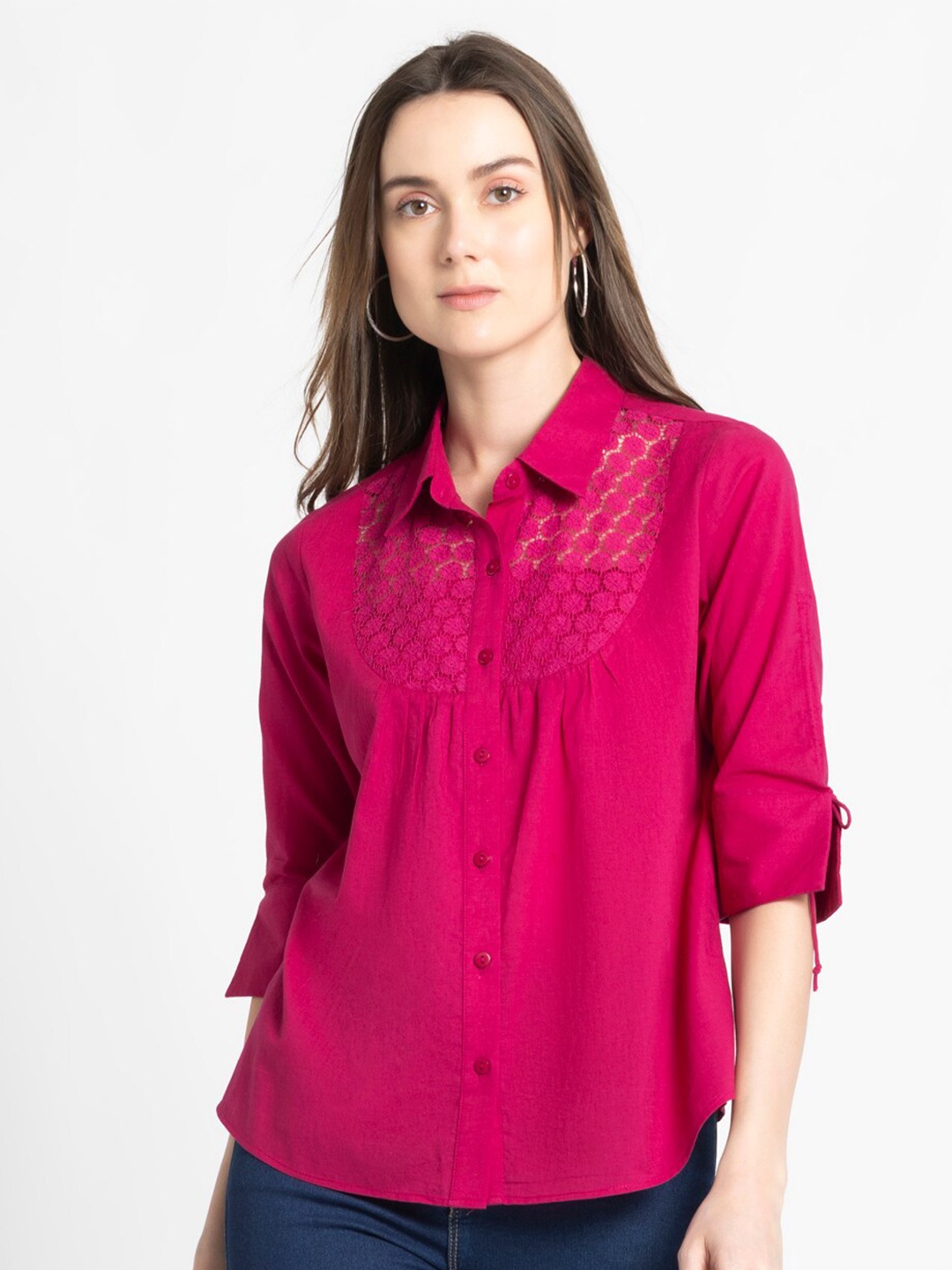 

SHAYE Cotton Shirt Style Top, Pink