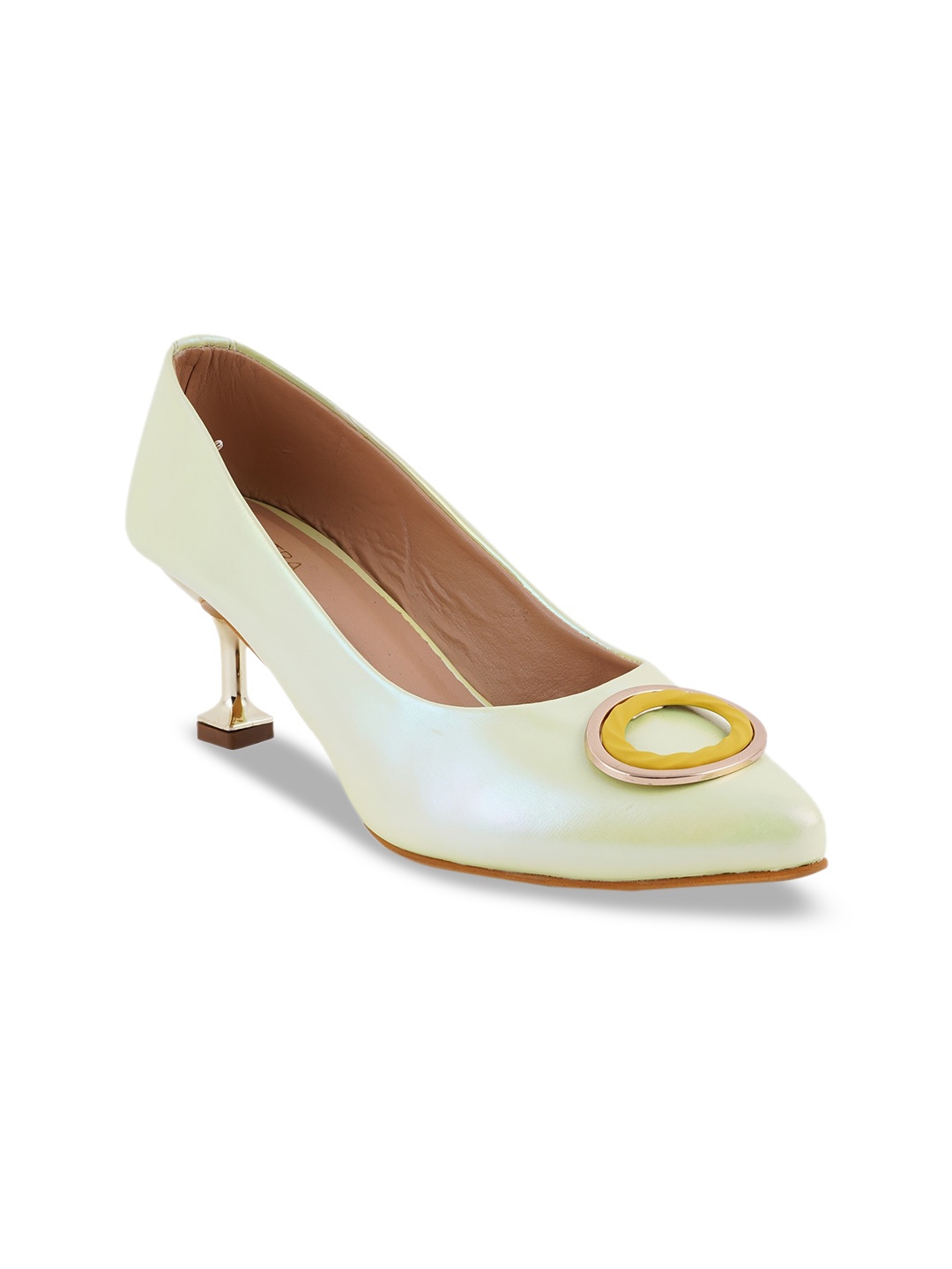 

SCENTRA Pointed Toe Kitten Heeled Pumps, Green