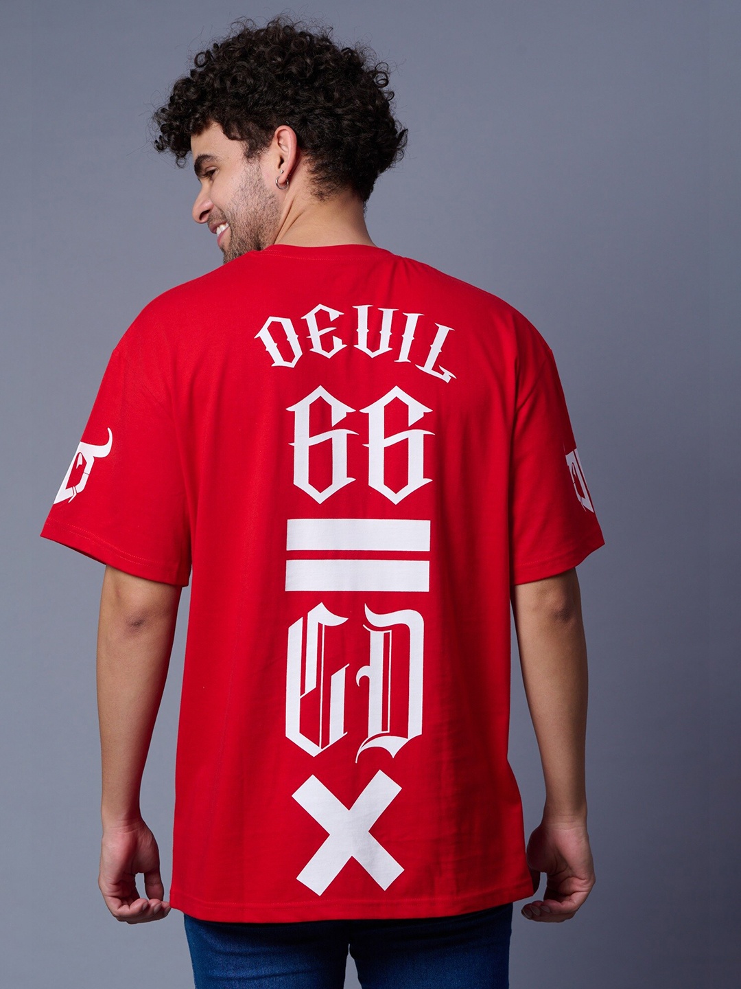 

GO DEVIL Men Typography Printed T-shirt, Red