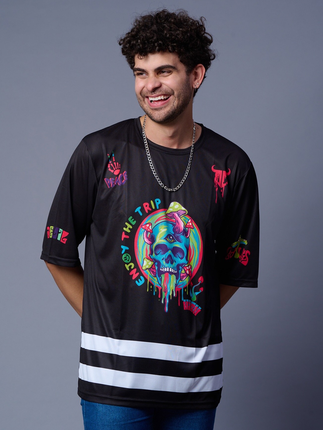 

GO DEVIL Men Graphic Printed T-shirt, Black