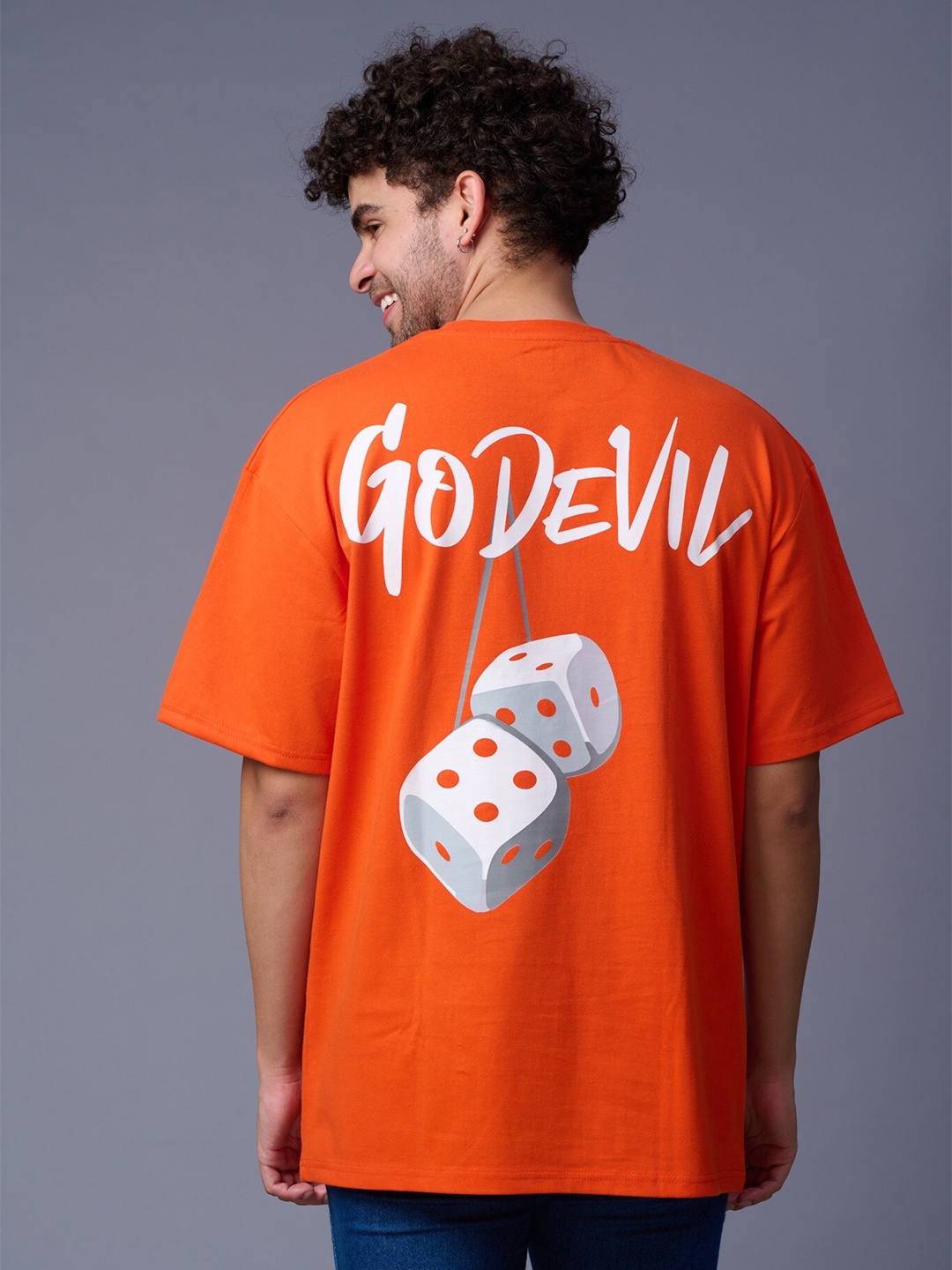 

GO DEVIL Men Graphic Printed T-shirt, Orange