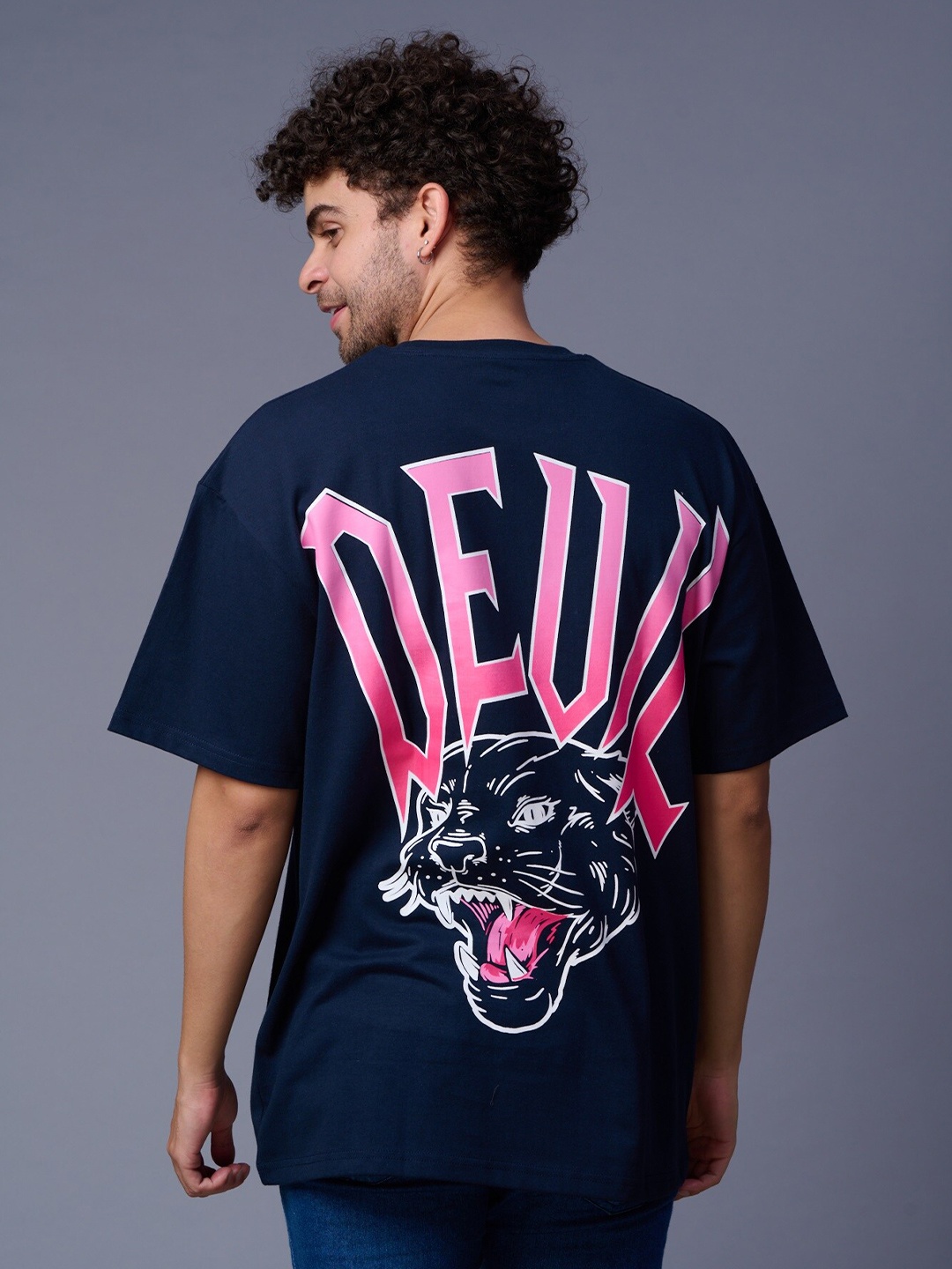 

GO DEVIL Men Typography Printed T-shirt, Blue