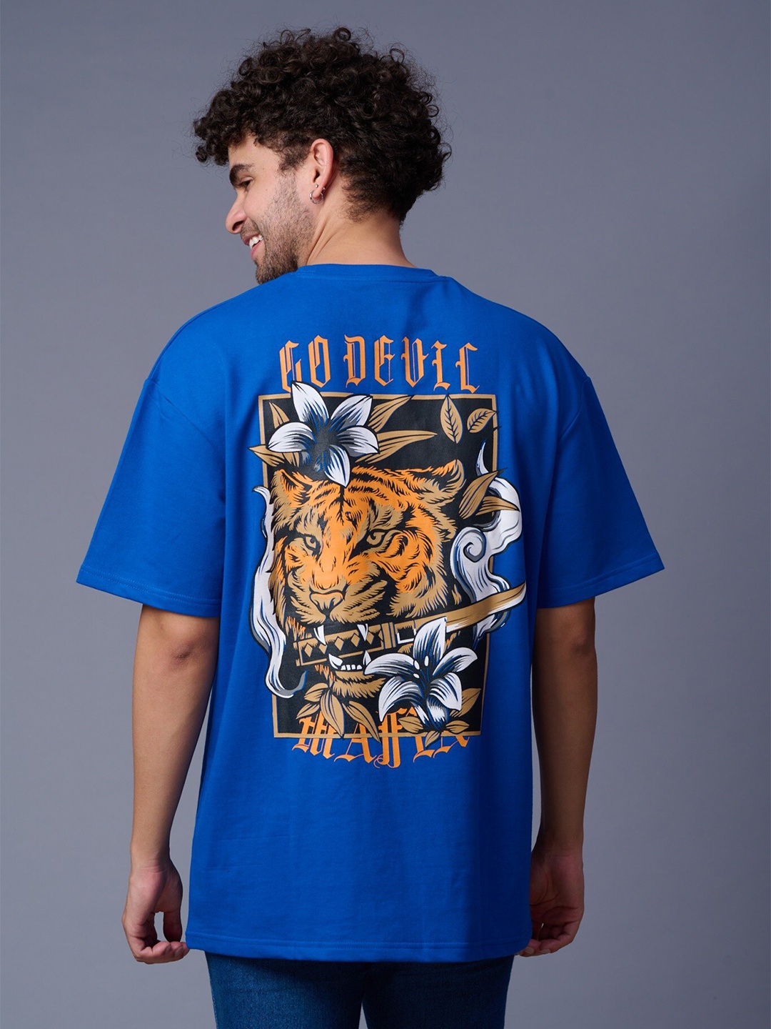 

GO DEVIL Men Graphic Printed T-shirt, Blue