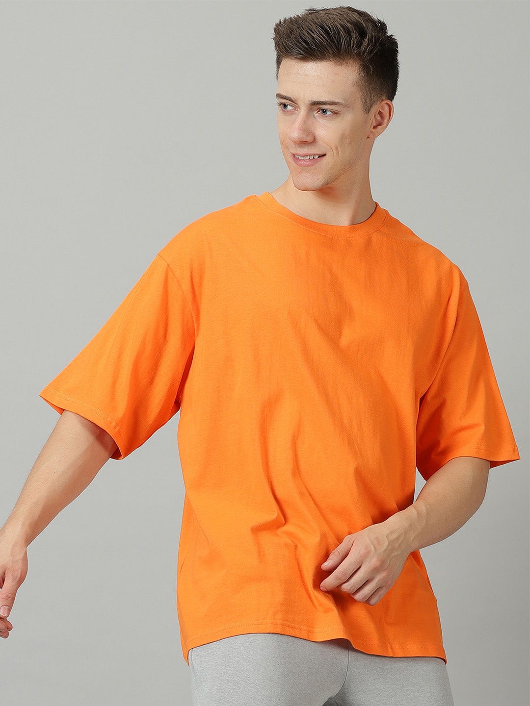 

SLOWLORIS Men Raw Edge T-shirt, Orange
