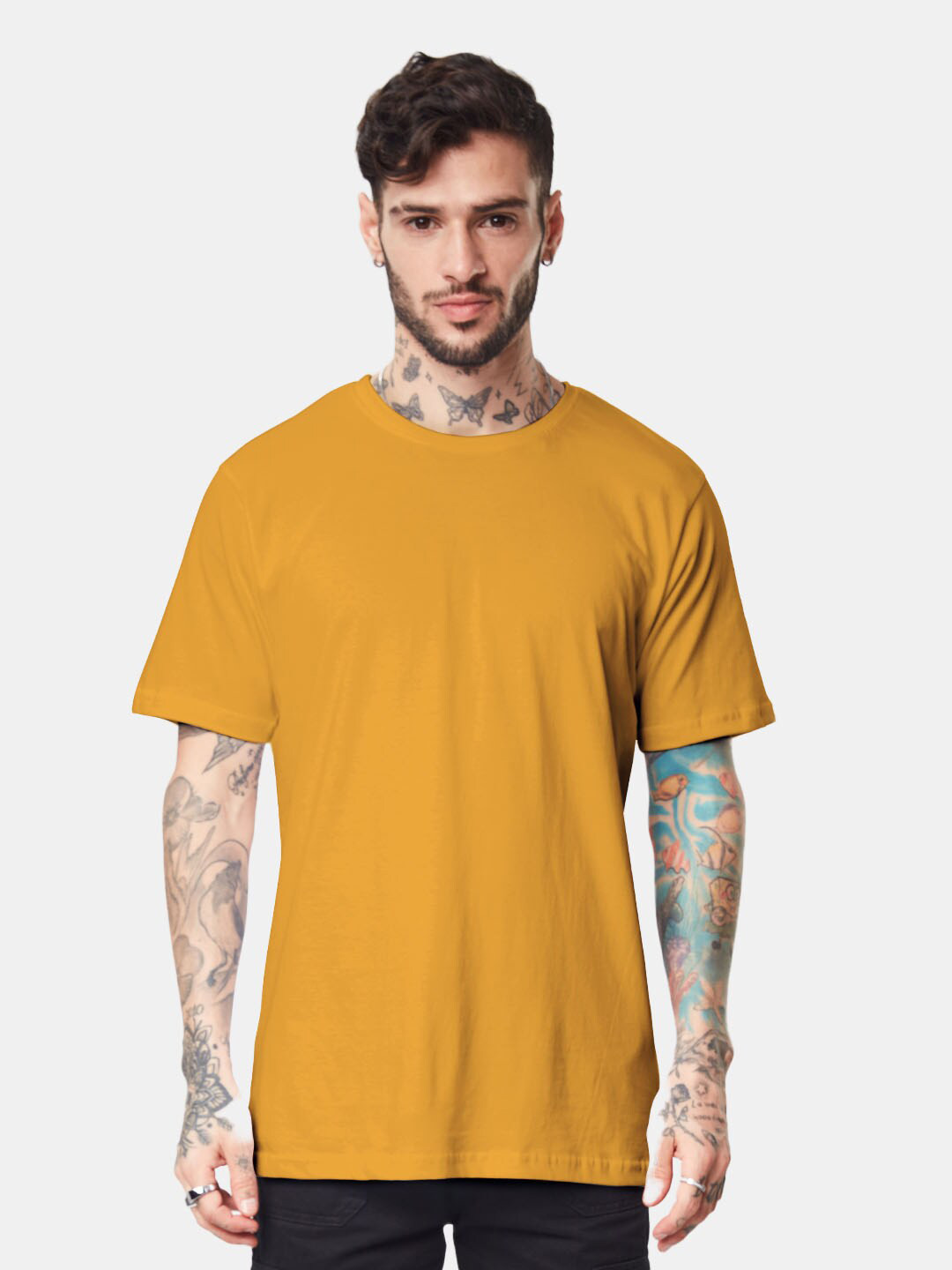 

SLOWLORIS Men Floral Pockets T-shirt, Mustard