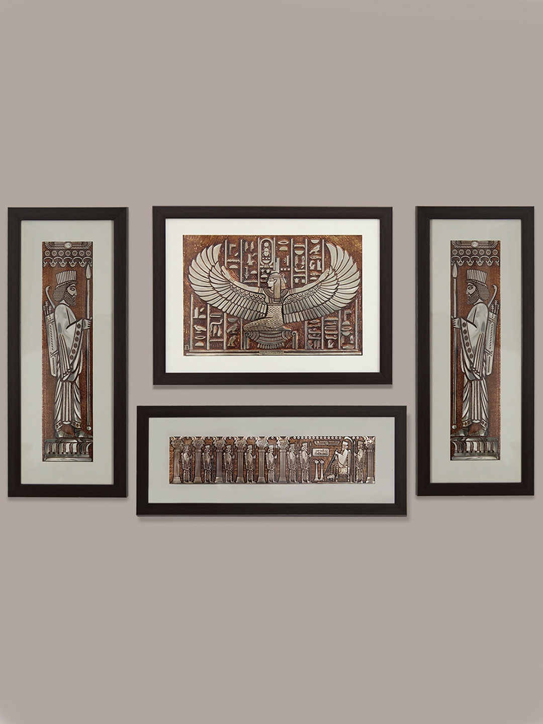 

SHREE KALA HOME DECOR Brown & White 4 Piece Synthetic Wood Religious Paintings Wall Art