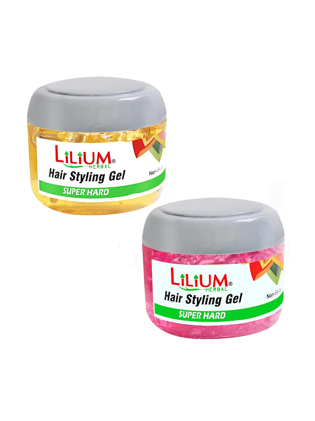 

Lilium Set Of 2 Super Hard Non-Sticky Hair Styling Gel - 300 ml Each, Yellow