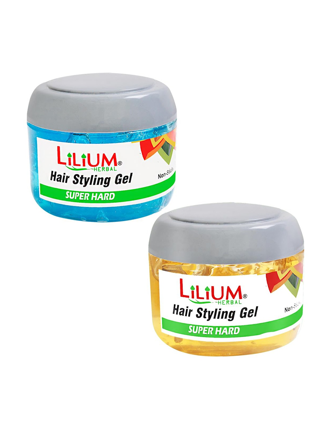 

Lilium Set Of 2 Super Hard Non-Sticky Hair Styling Gel - 300 ml Each, Blue