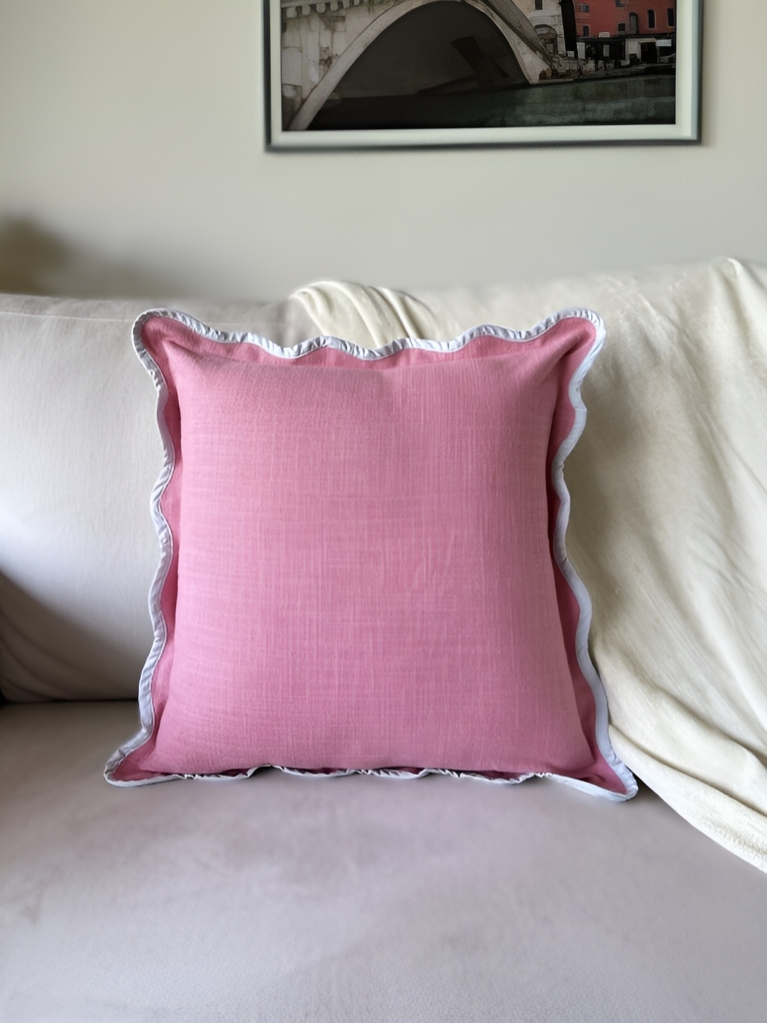 

NURTURE INDIA Pink & Blue Square Cushion Cover