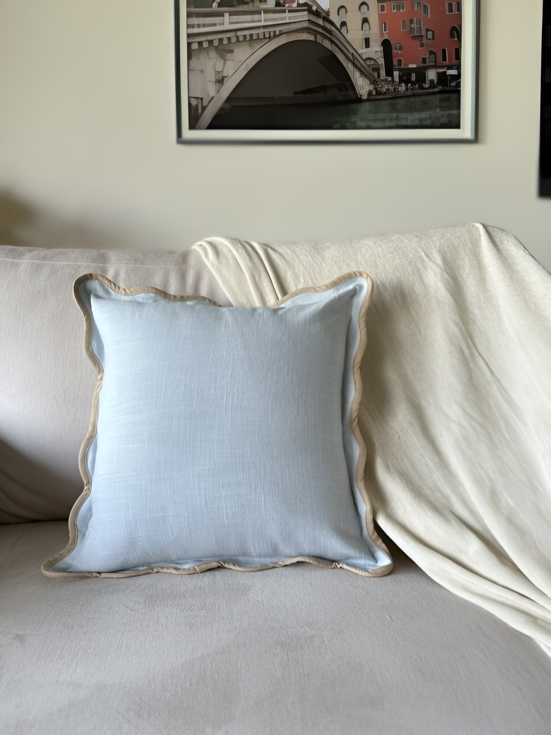 

NURTURE INDIA Blue & Beige Square Cushion Cover
