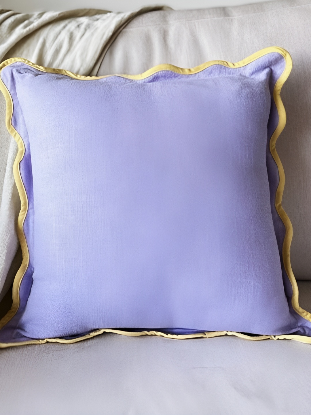 

NURTURE INDIA Lavender & Yellow Square Cushion Cover