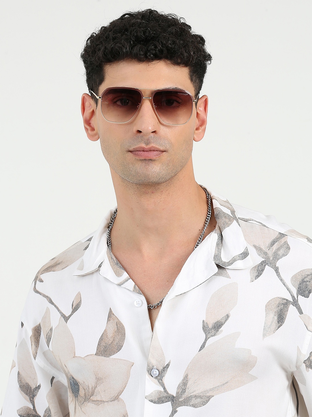 

HASHTAG EYEWEAR Unisex Rectangle Sunglasses with UV Protected Lens, Brown