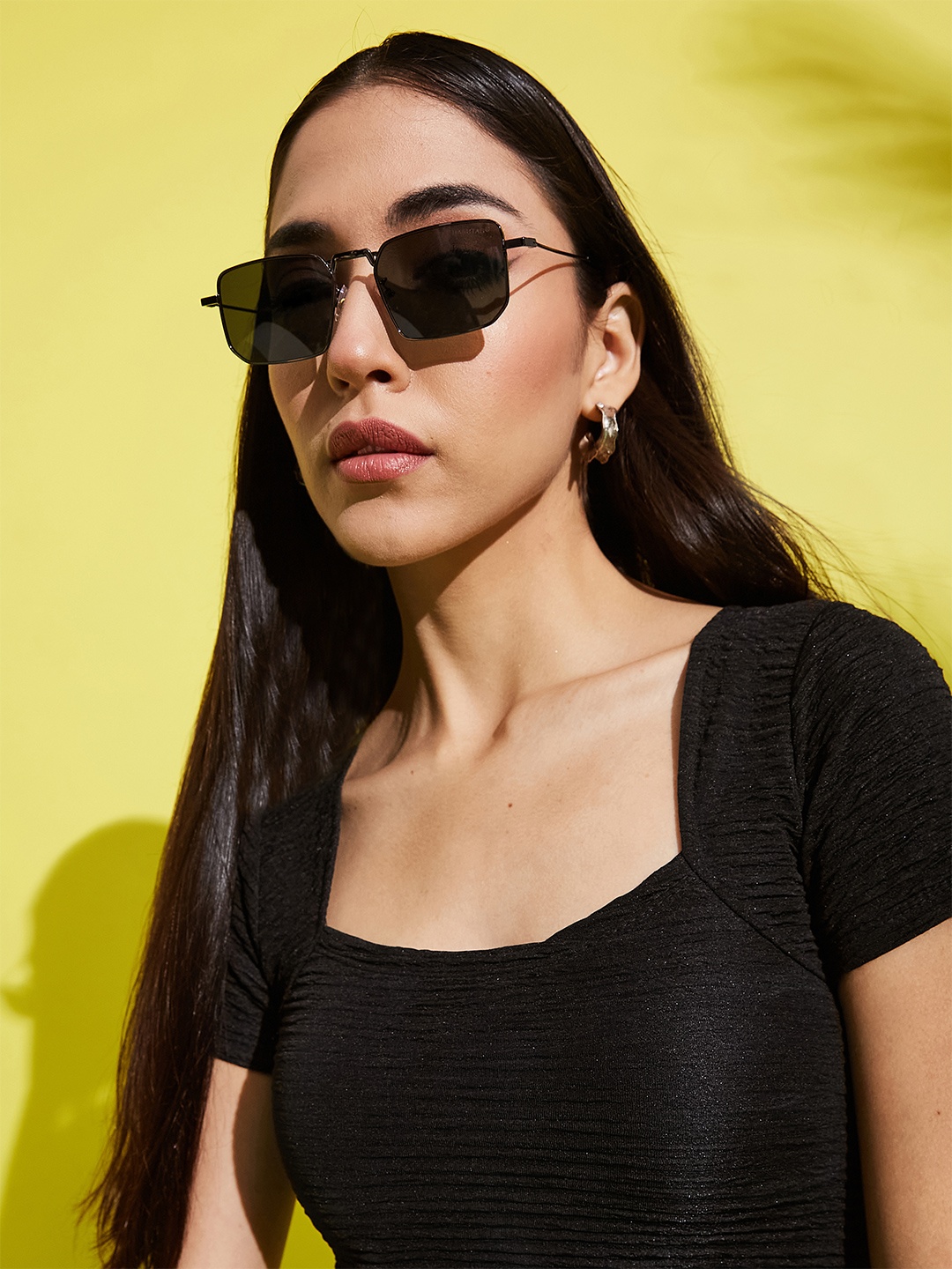 

HASHTAG EYEWEAR Unisex Square Sunglasses with UV Protected Lens, Black