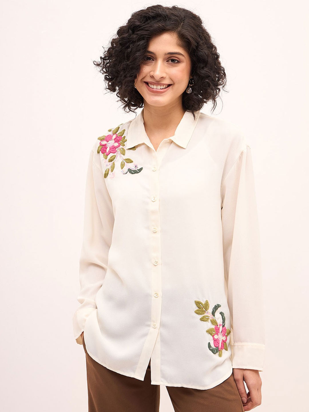 

SALT ATTIRE Women Floral Opaque Formal Shirt, White