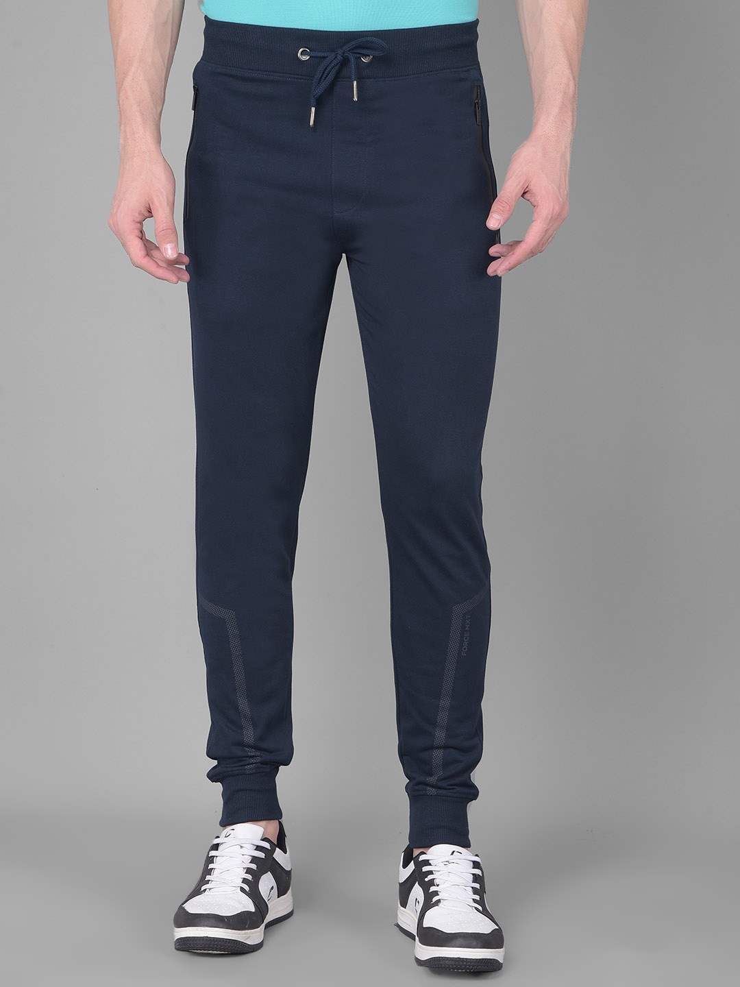 

Force NXT Men Super Combed Cotton Slim Fit Joggers, Navy blue