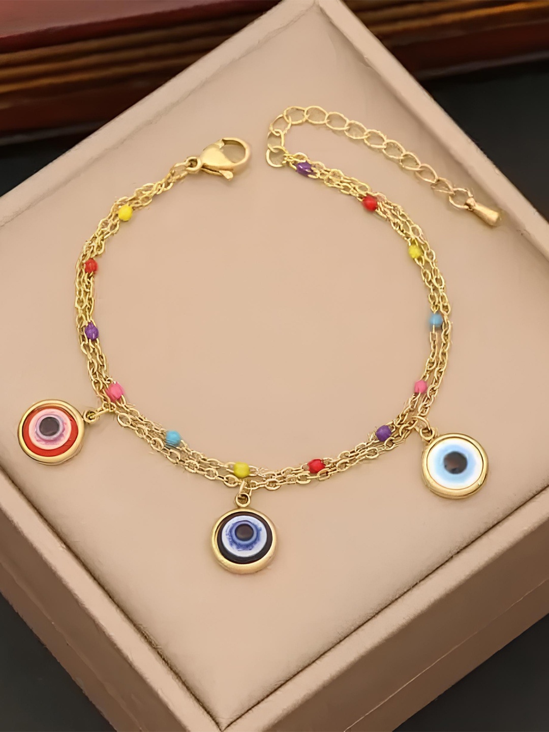 

KARISHMA KREATIONS Unisex Gold-Plated Beaded Link Bracelet