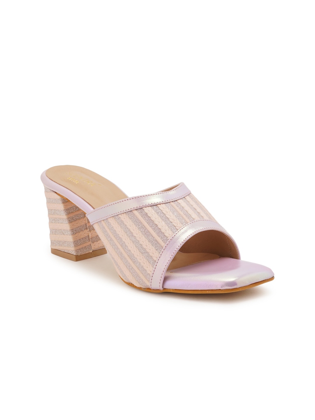 

SCENTRA Textured Open Toe Block Heels, Purple