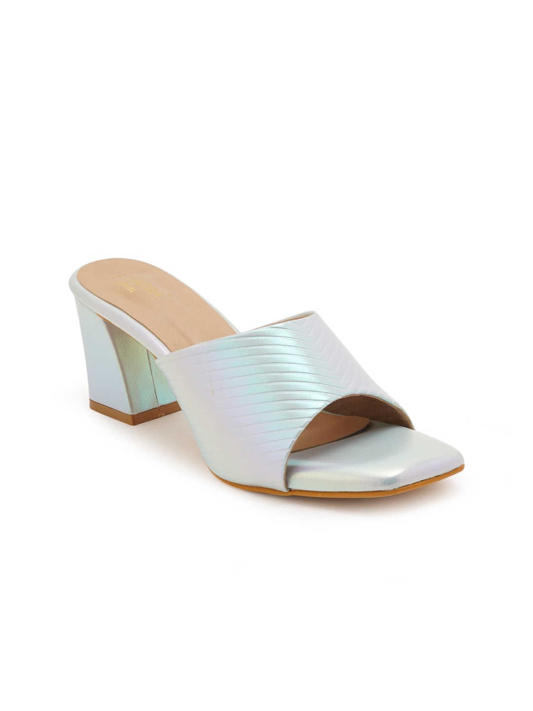 

SCENTRA Textured Open Toe Block Heels, Blue