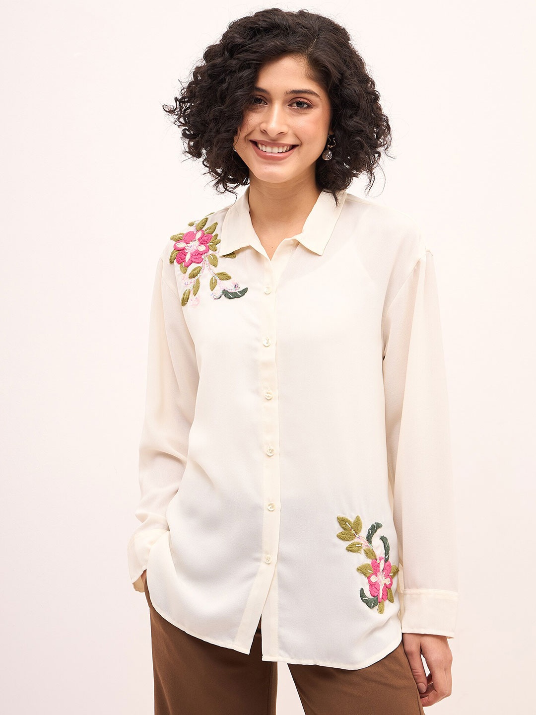 

SALT ATTIRE Women Floral Opaque Formal Shirt, White