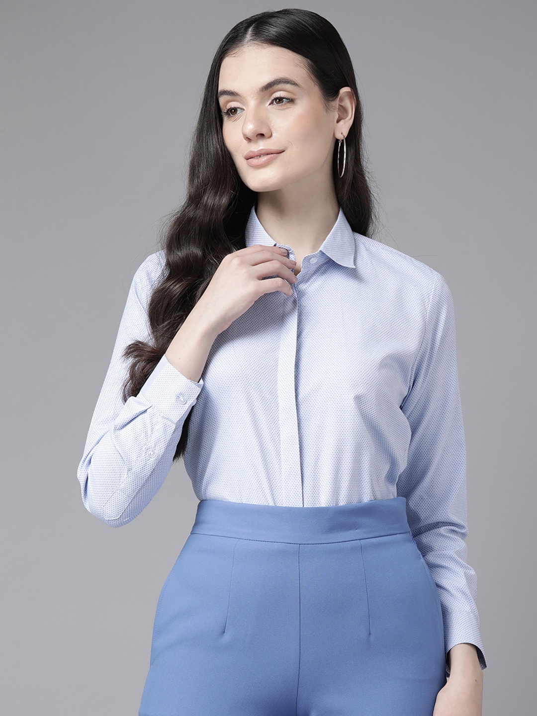 

English Navy Wrinkle Free Formal Shirt, Blue
