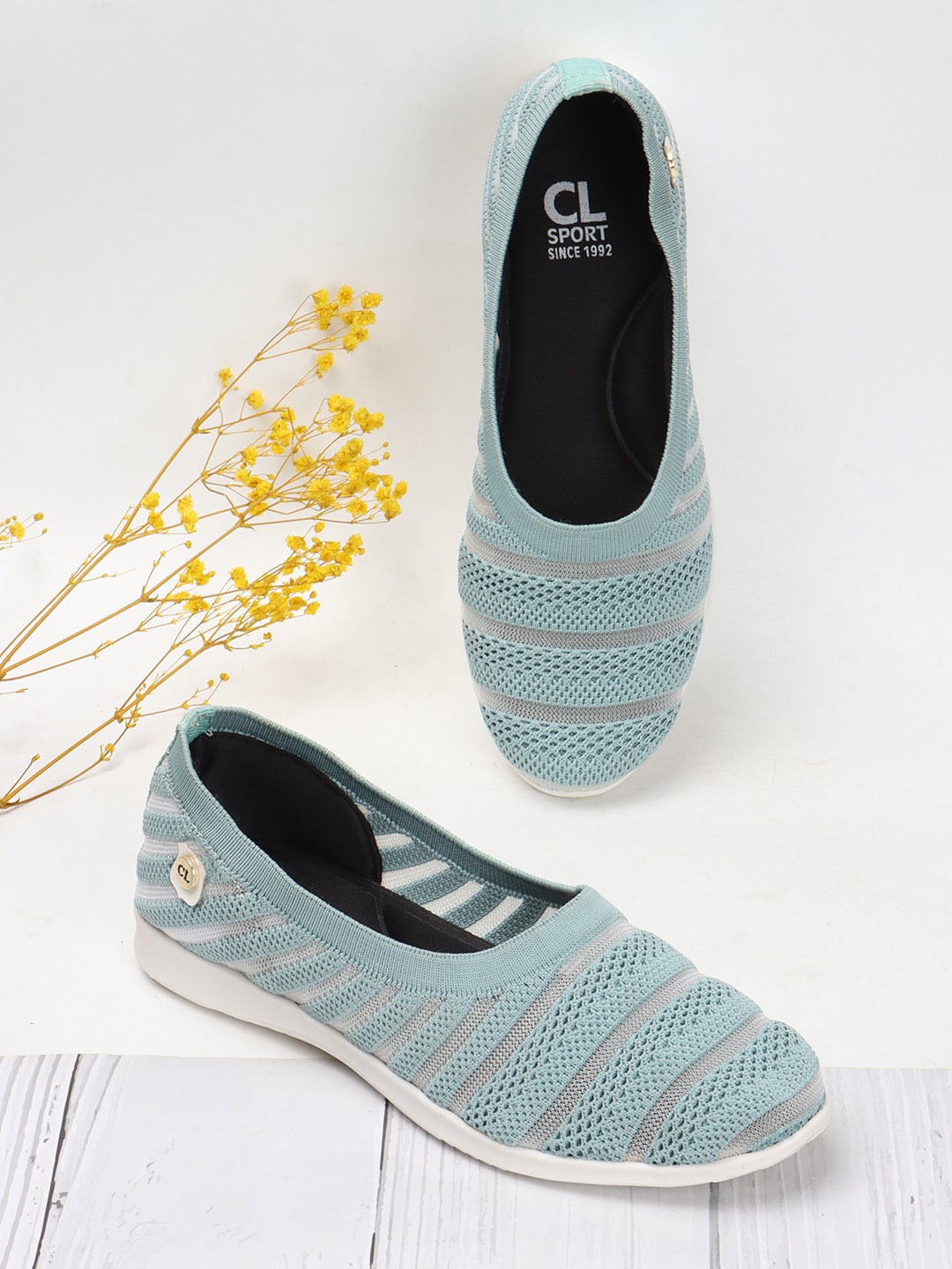 

Carlton London sports Striped Mesh Ballerinas, Blue