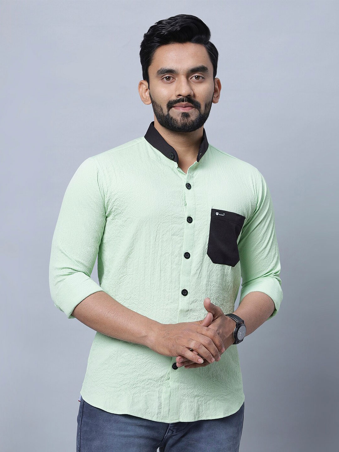 

N AND J Men Relaxed Opaque Checked Casual Shirt, Green
