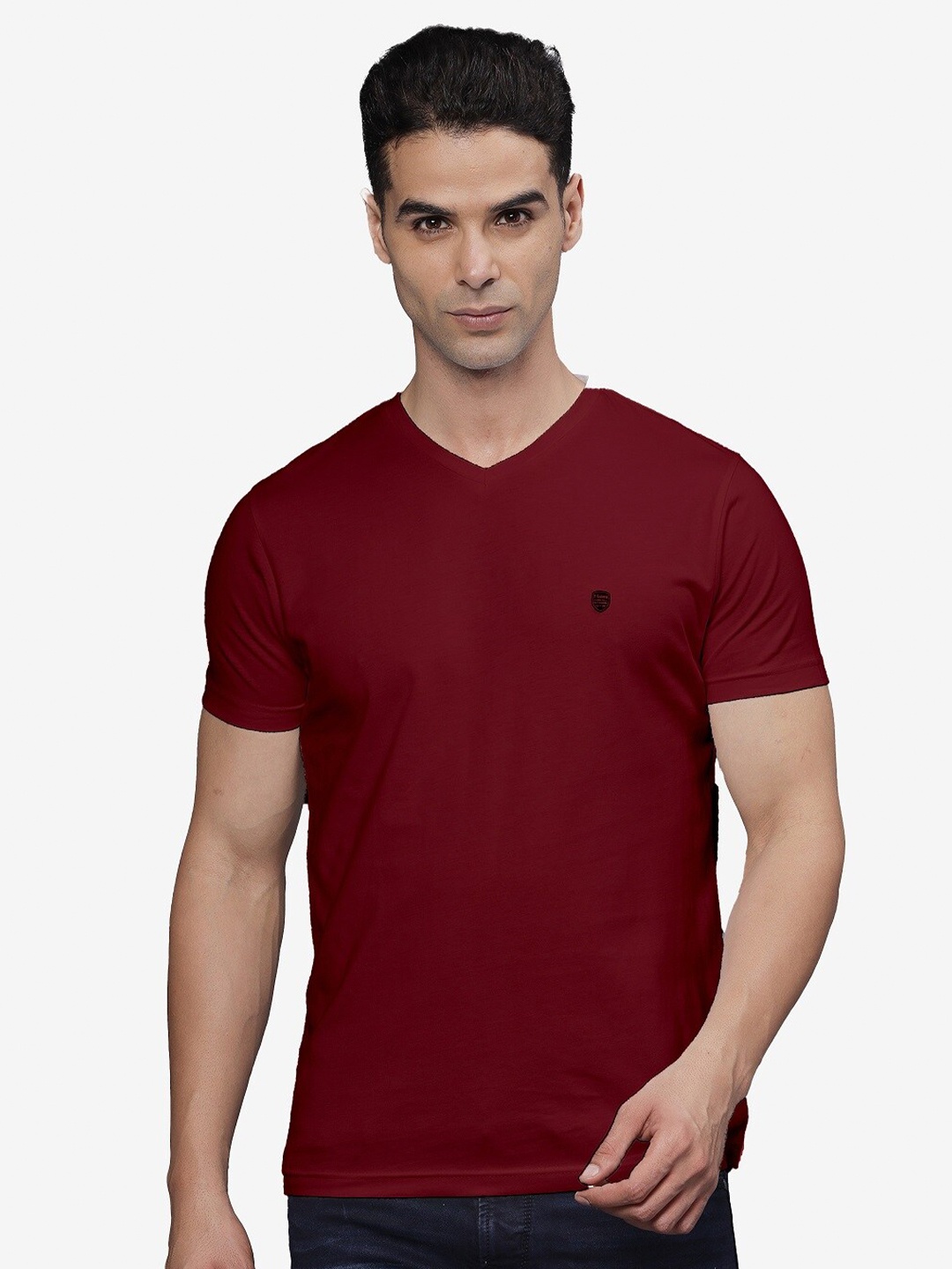 

t-base Men V-Neck Pockets T-shirt, Maroon