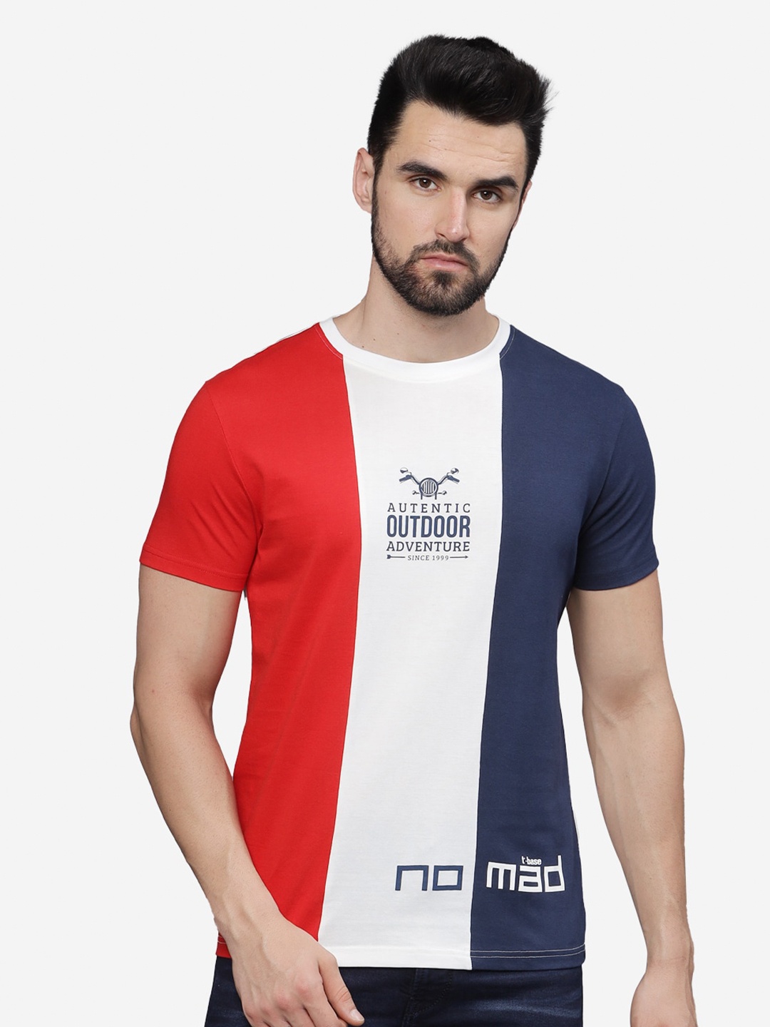 

t-base Men Typography Printed Pockets T-shirt, Red