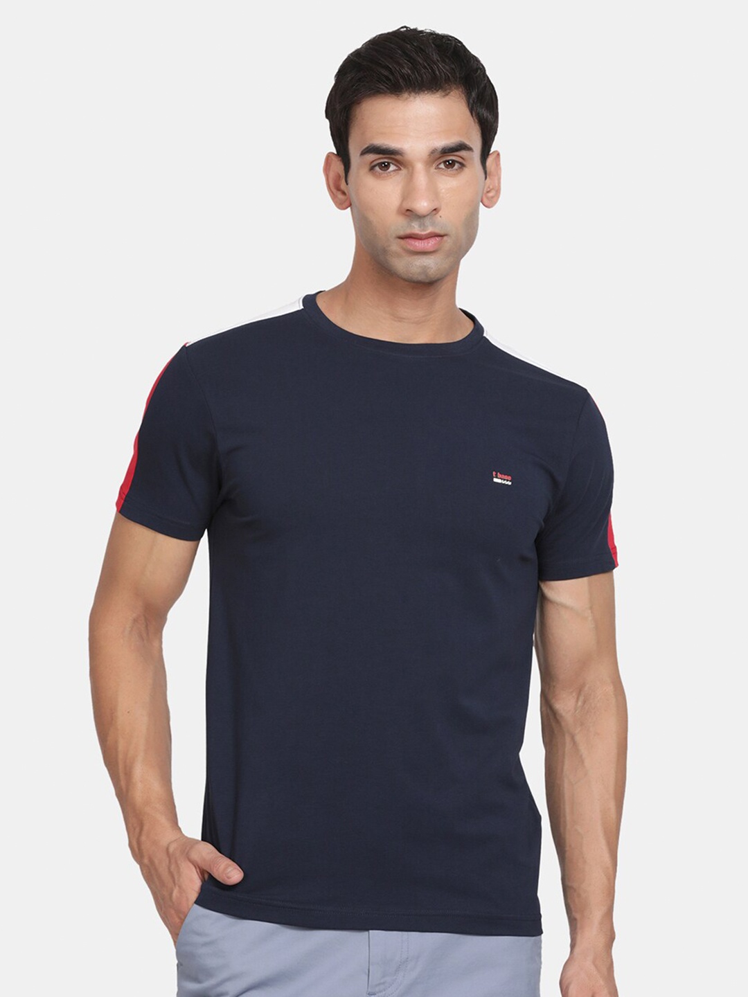 

t-base Men Applique T-shirt, Navy blue