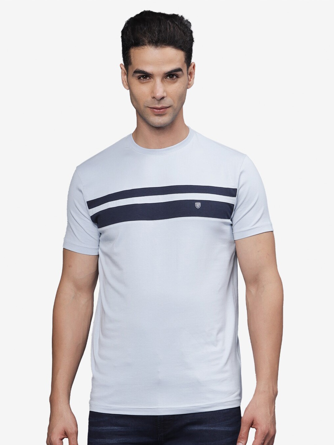 

t-base Men Striped Pockets T-shirt, Blue