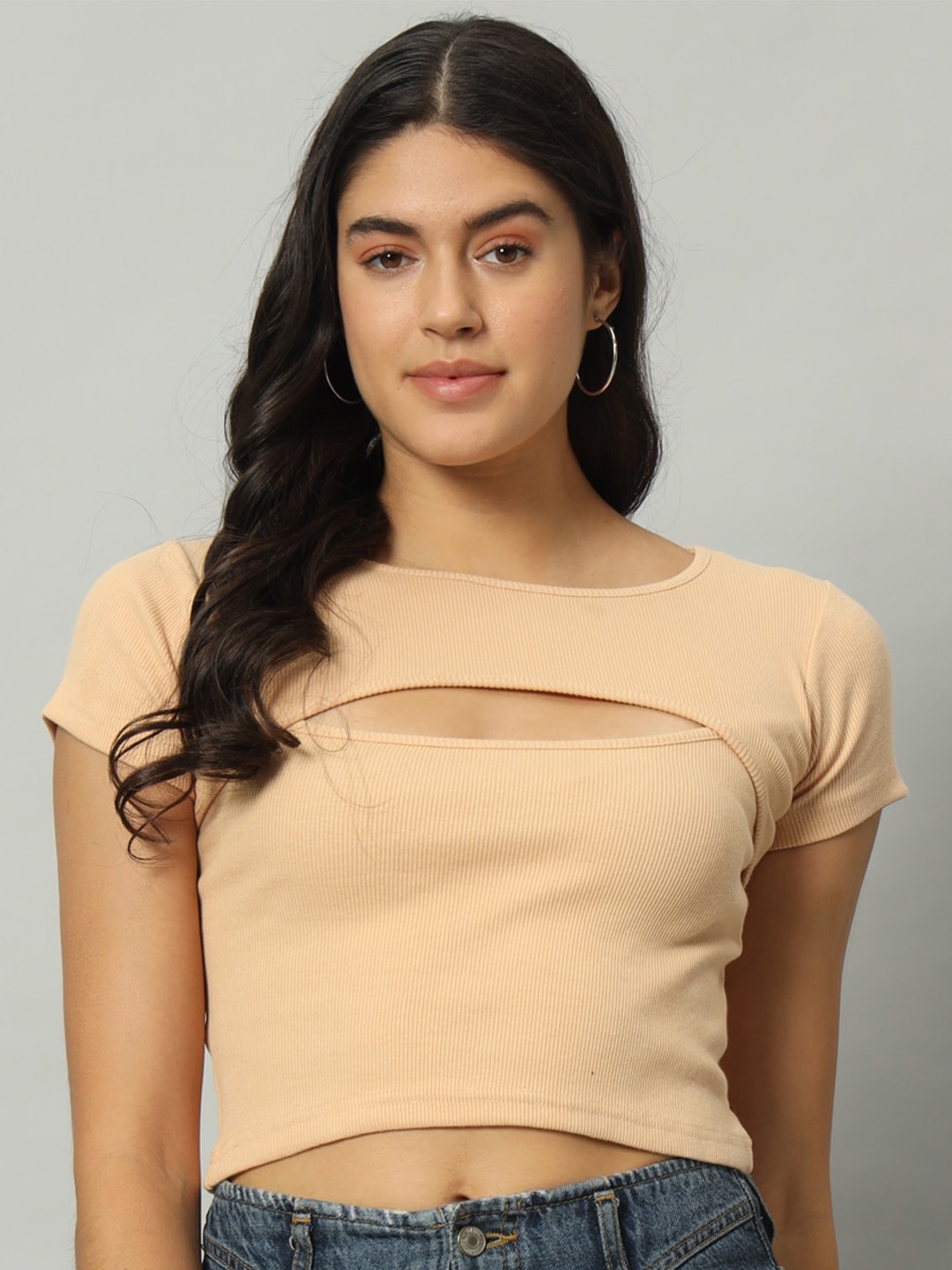 

BROOWL Georgette Crop Top, Cream