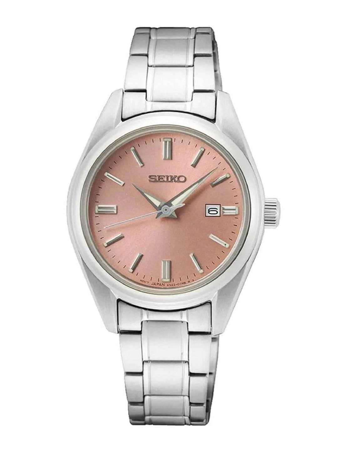 

SEIKO Women Stainless Steel Bracelet Style Straps Analogue Motion Powered Watch SUR529P1, Pink