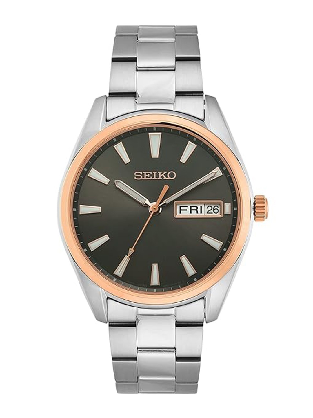 

SEIKO Men Mother of Pearl Dial & Stainless Steel Straps Analogue Motion Powered Watch, Black
