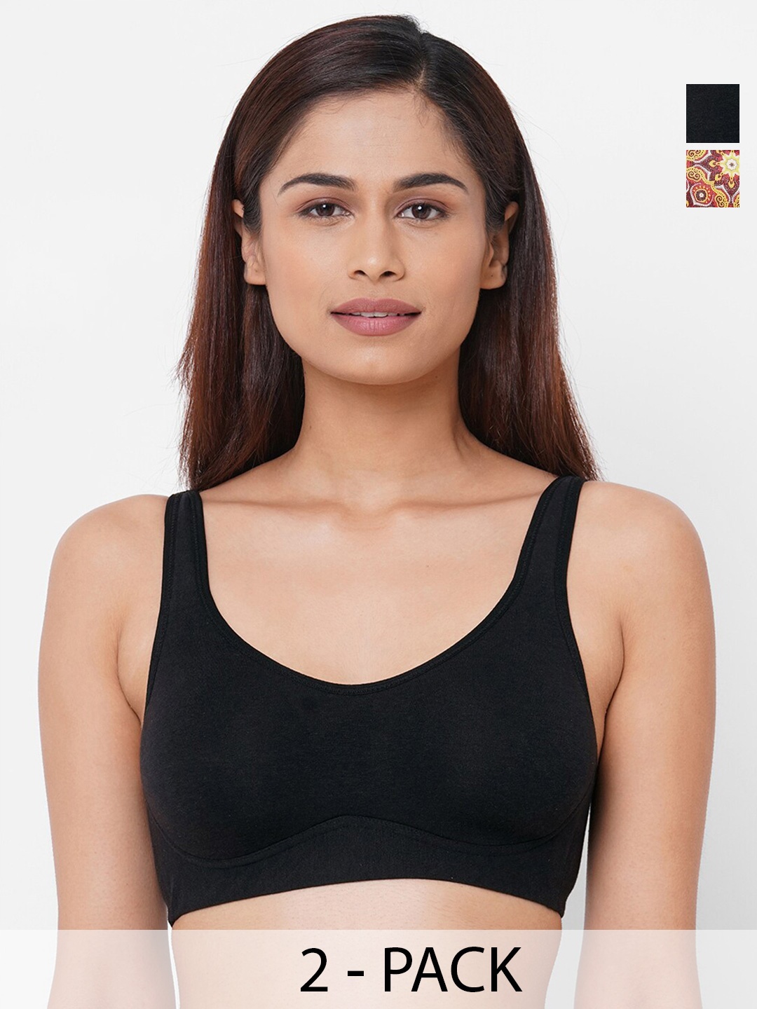 

Inner Sense Pack of 2 Full Coverage Anti Odour Minimizer Bras with Anti Microbial, Black