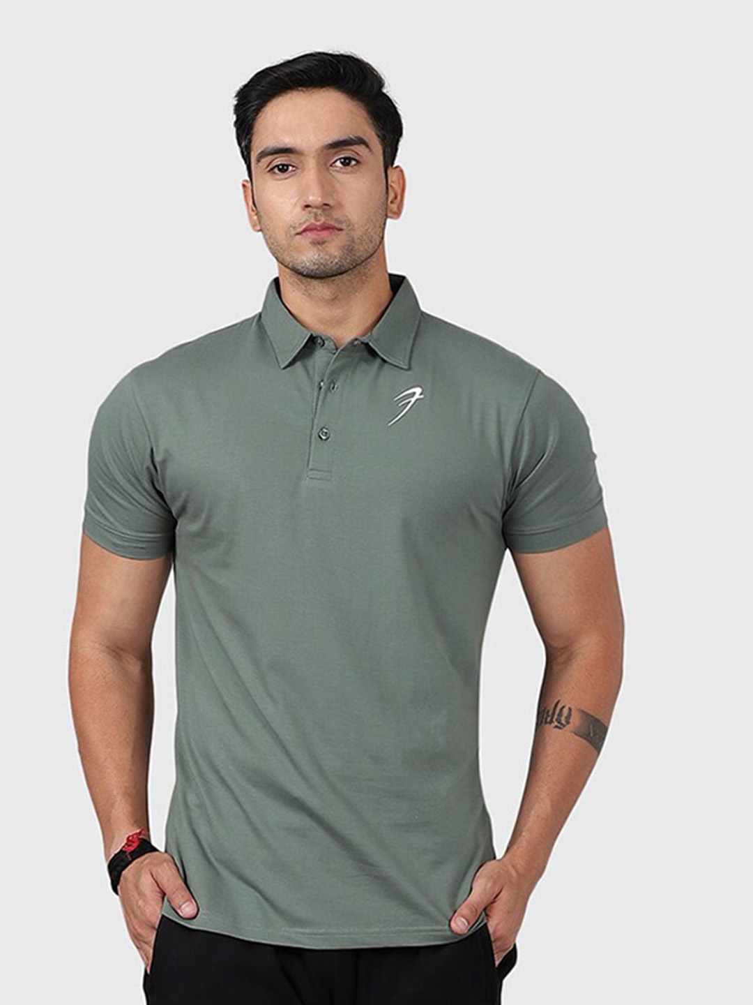 

FUAARK Polo Collar Short Sleeves Moisture Wicking Slim Fit Cotton T-shirt, Green