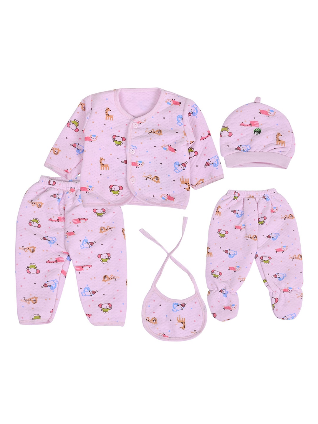

LOOM LEGACY Infants 5-Pcs Pure Cotton Baby Apparel Gift Set, Pink