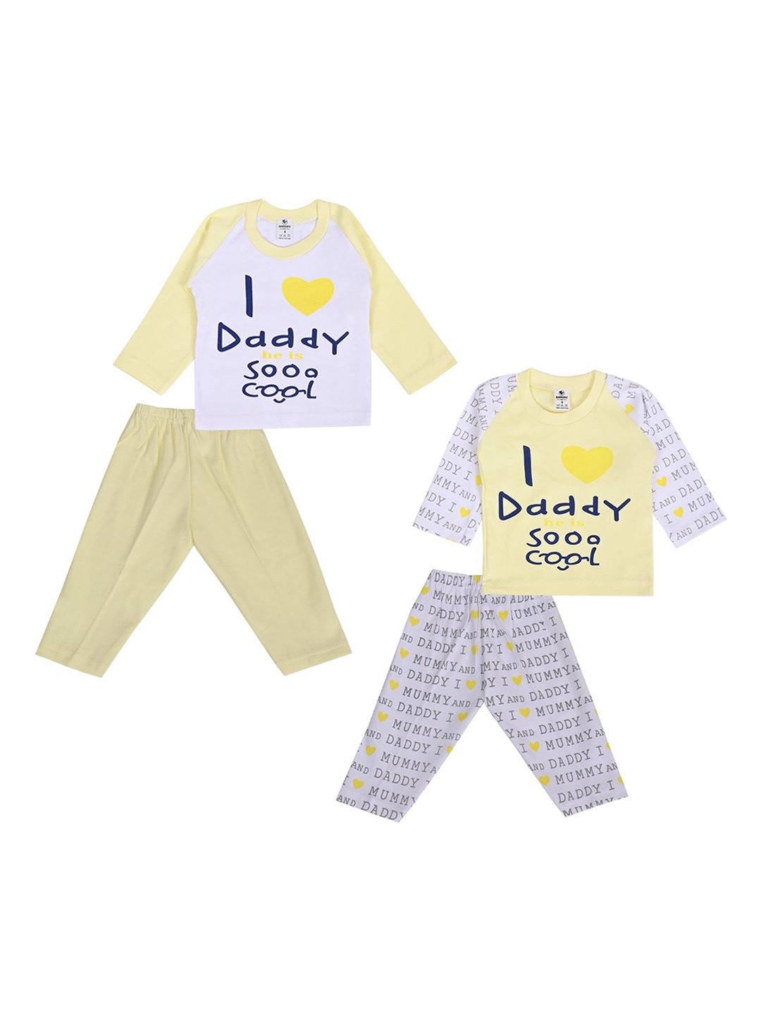 

LOOM LEGACY Infants Pack Of 2 Printed Pure Cotton Clothing Set, Yellow
