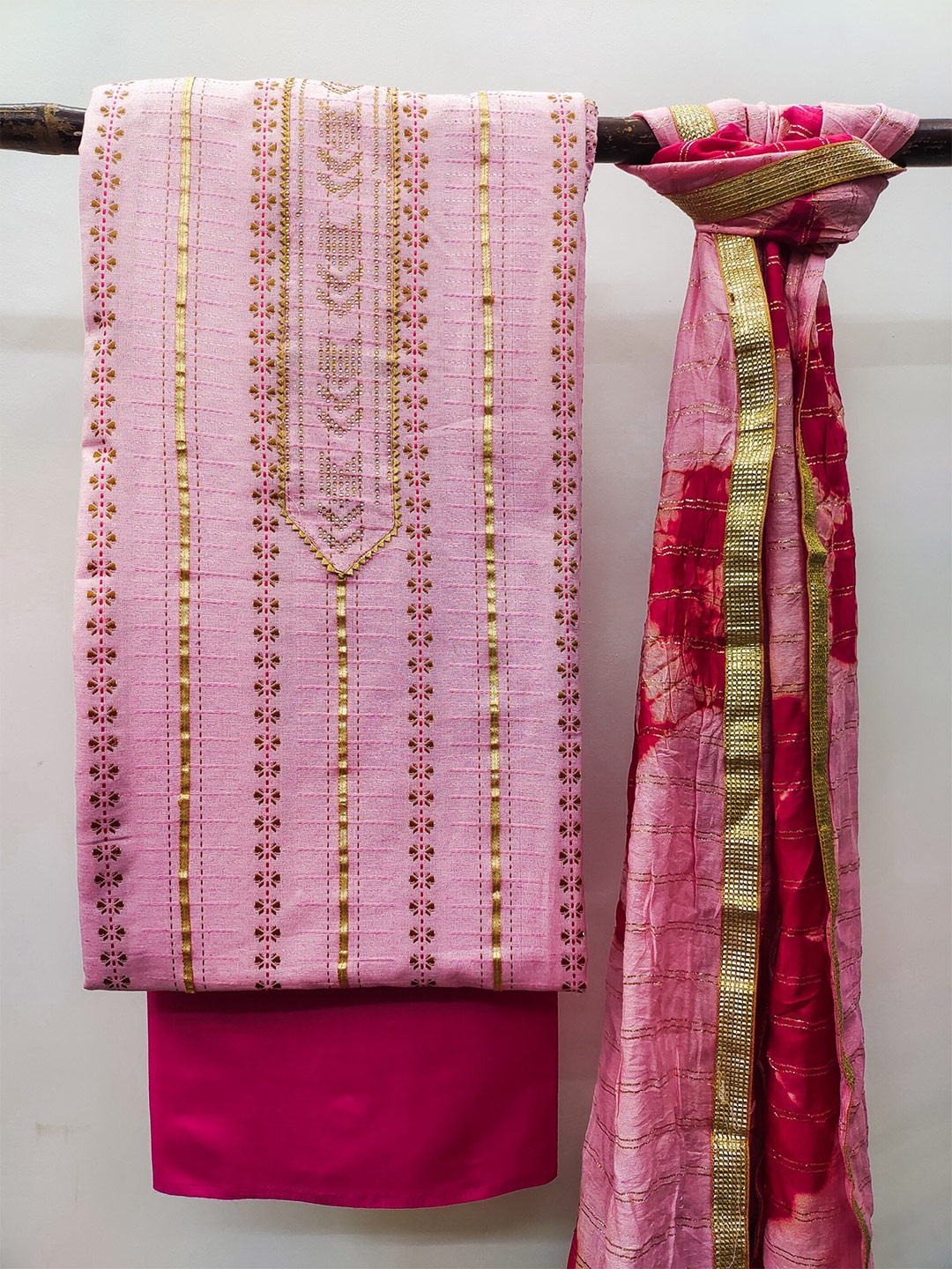 

MAHALASA Pure Cotton Unstitched Dress Material, Pink