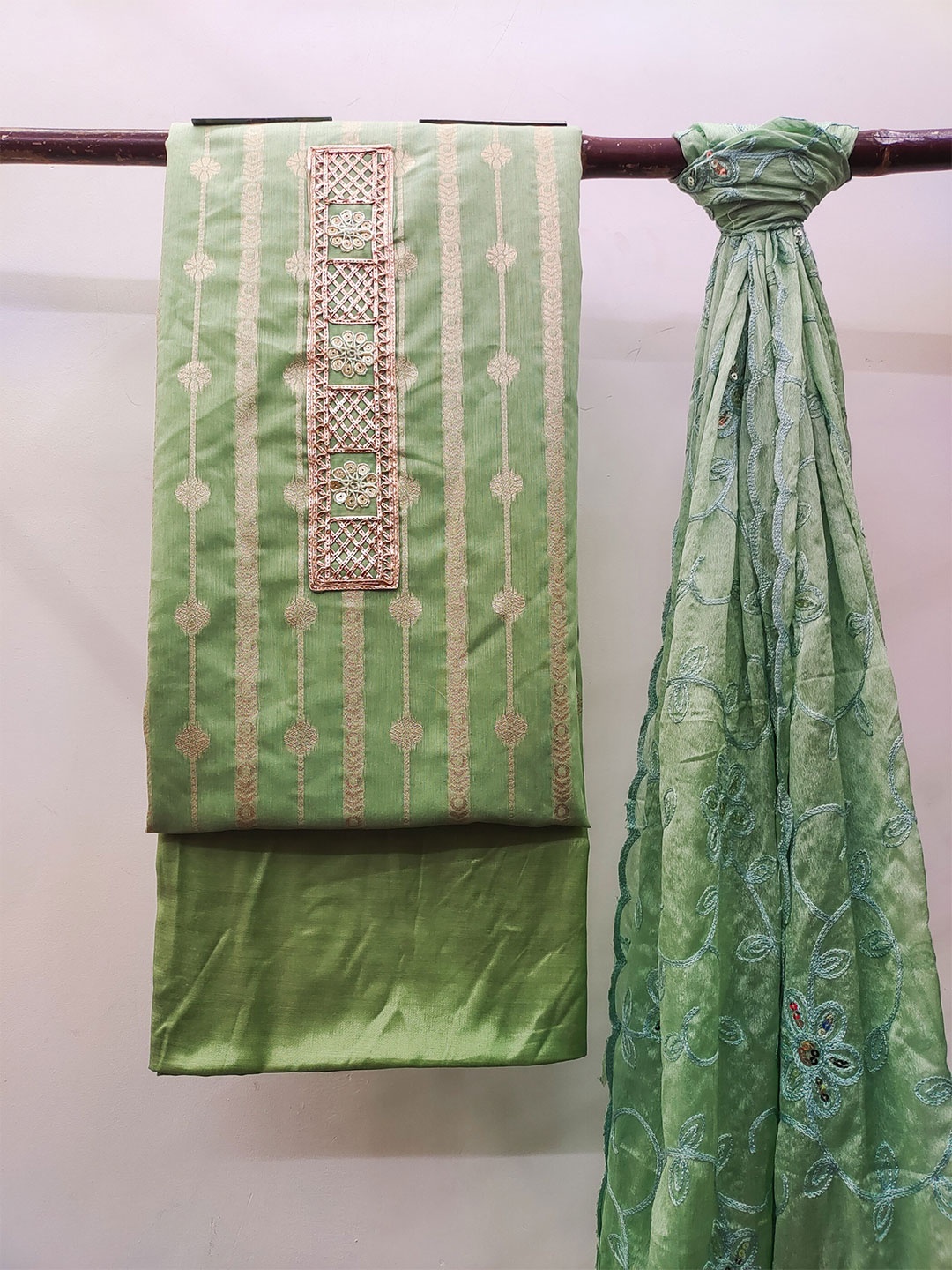 

MAHALASA Pure Cotton Unstitched Dress Material, Green