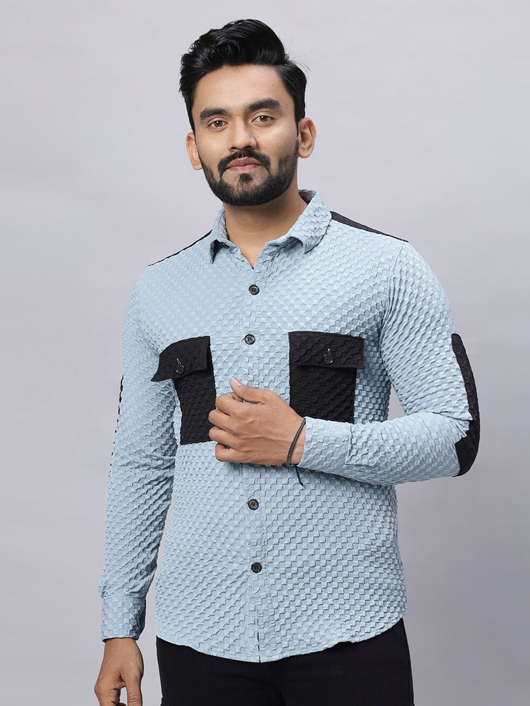 

N AND J Relaxed Spread Collar Casual Shirt, Teal