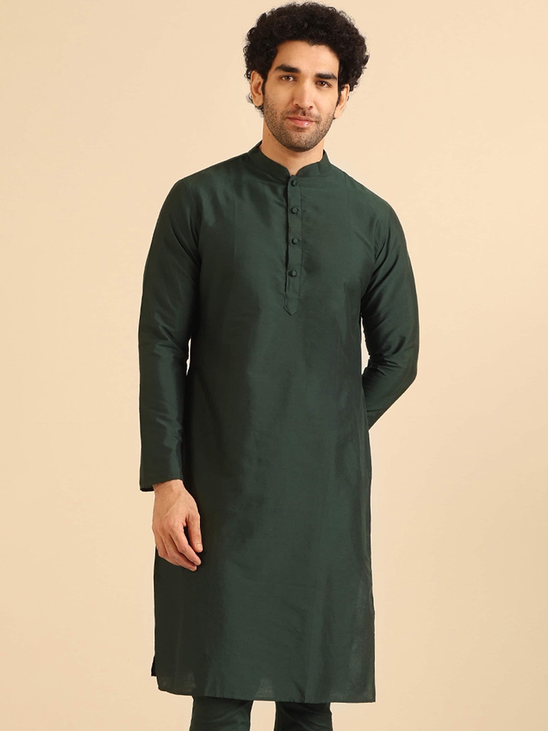 

KISAH Mandarin Collar Straight Kurta, Green