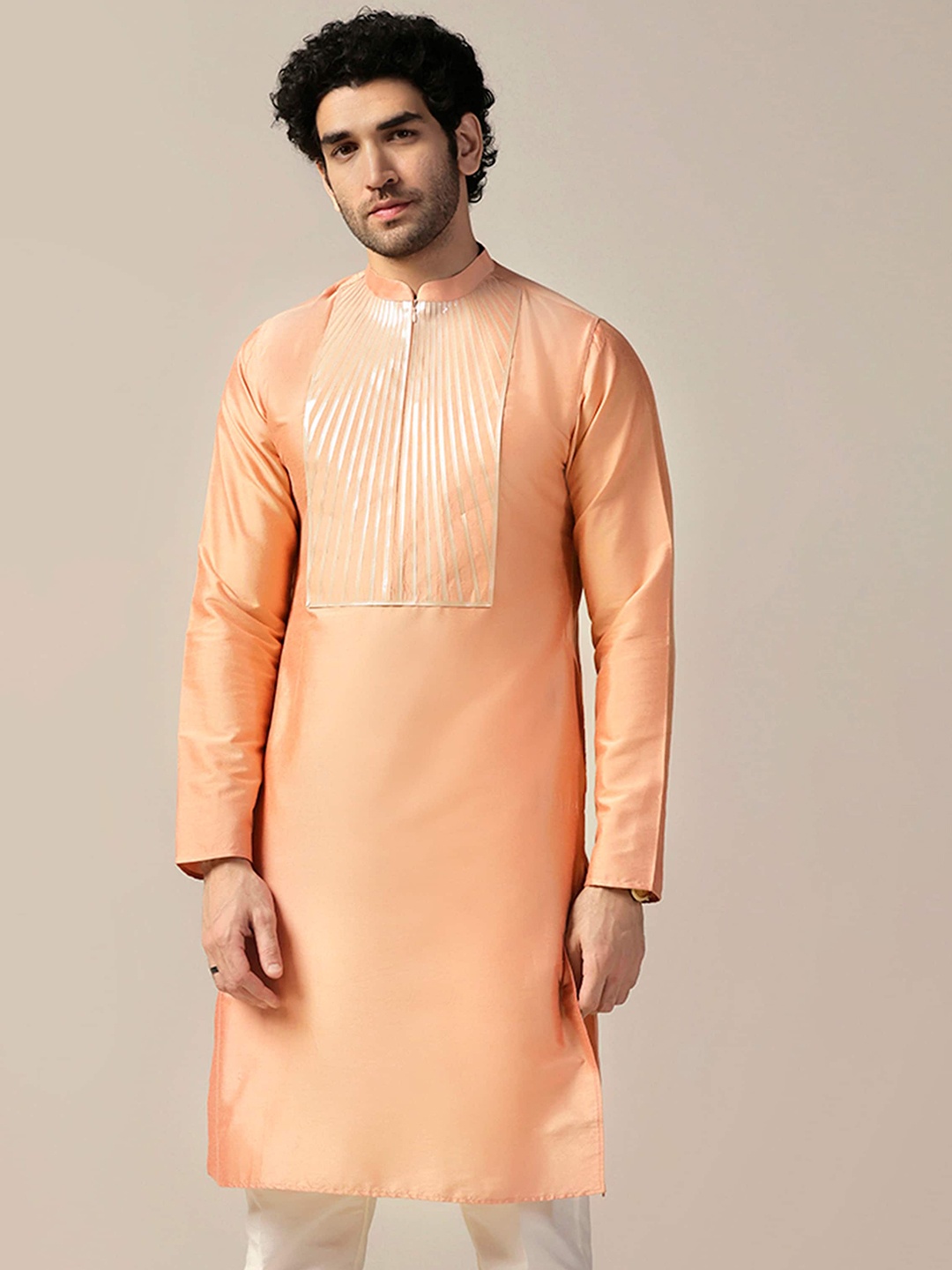 

KISAH Yoke Design Straight Kurta, Coral