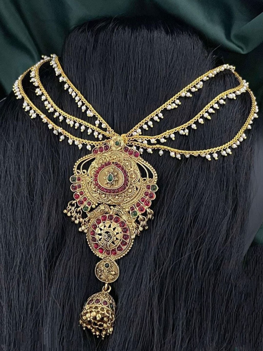 

Adc fashions Gold-Plated Artificial Stones & Beads Studded Head Chains