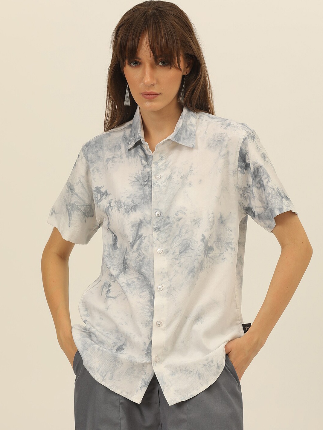 

JAVINISHKA Tie and Dye Casual Shirt, Grey