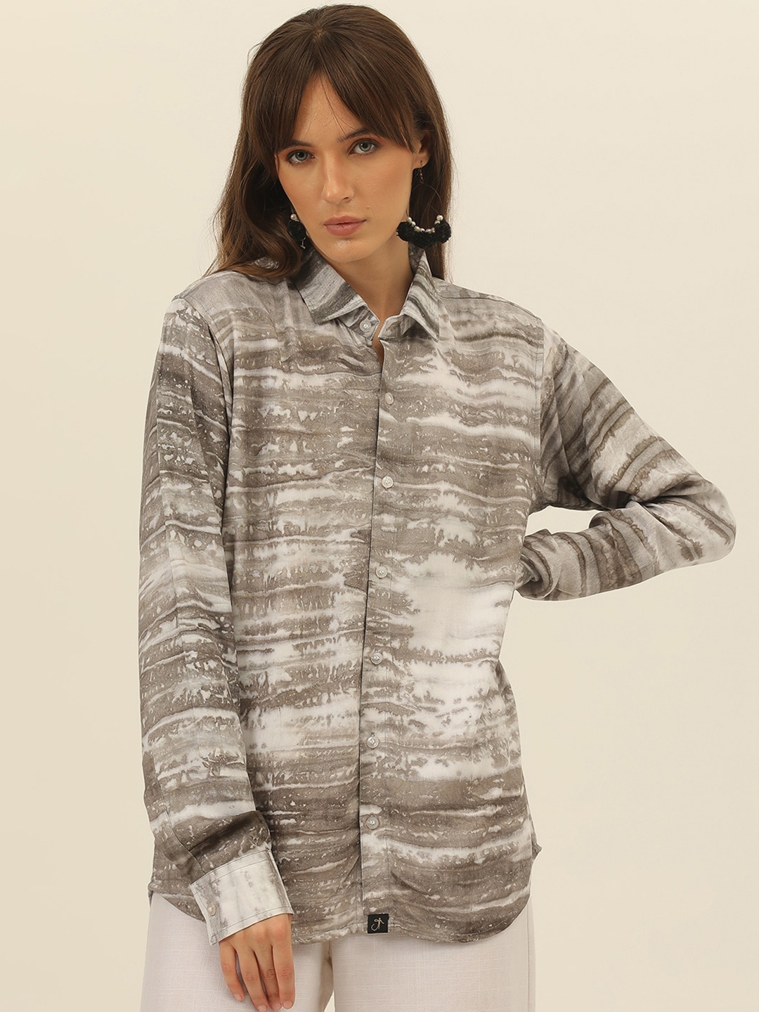 

JAVINISHKA Comfort Printed Casual Shirt, Grey